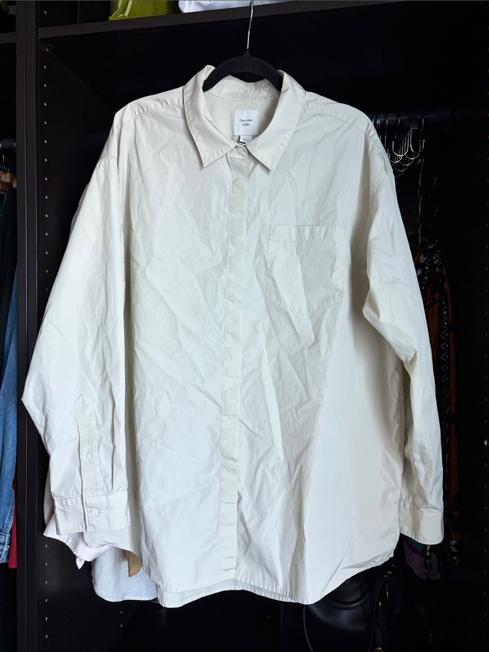 Calvin Klein Studio Cotton Poplin Shirt- Beige